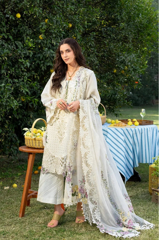 03-Piece Embroidered Lawn Suit With Jacquard Dupatta | Ready To Wear