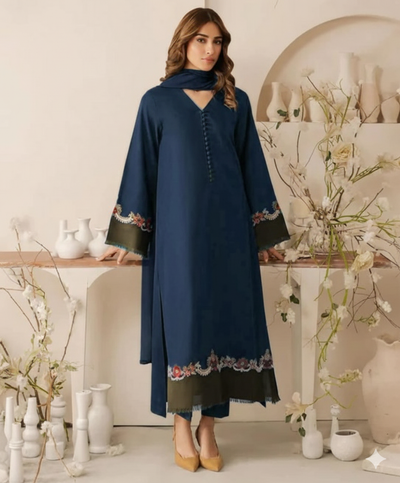 3 Piece Stitched Dhanak  Dress - Ready to Wear