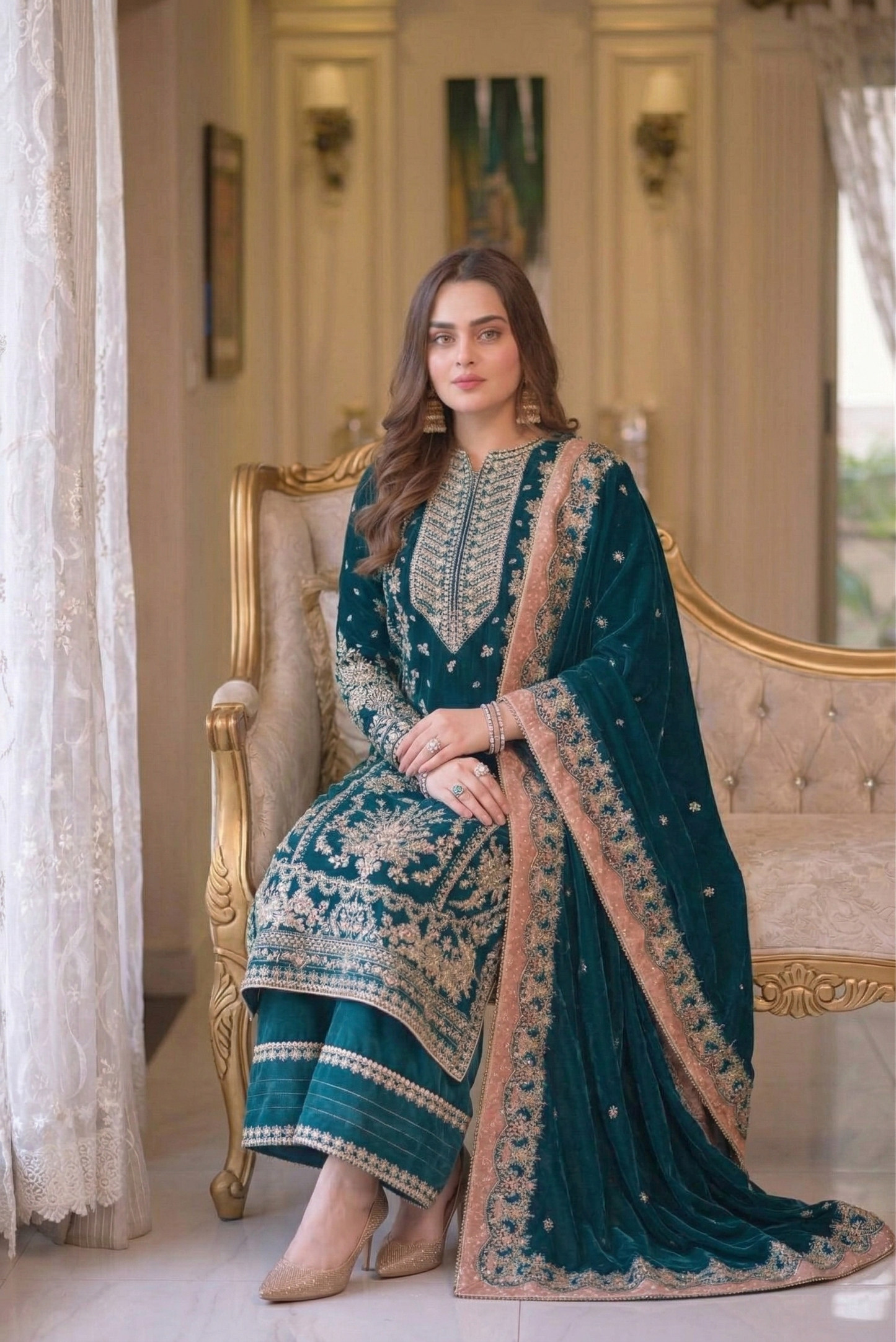 03-Piece Chiffon Suit With Heavy Embroidery - Ready To Wear