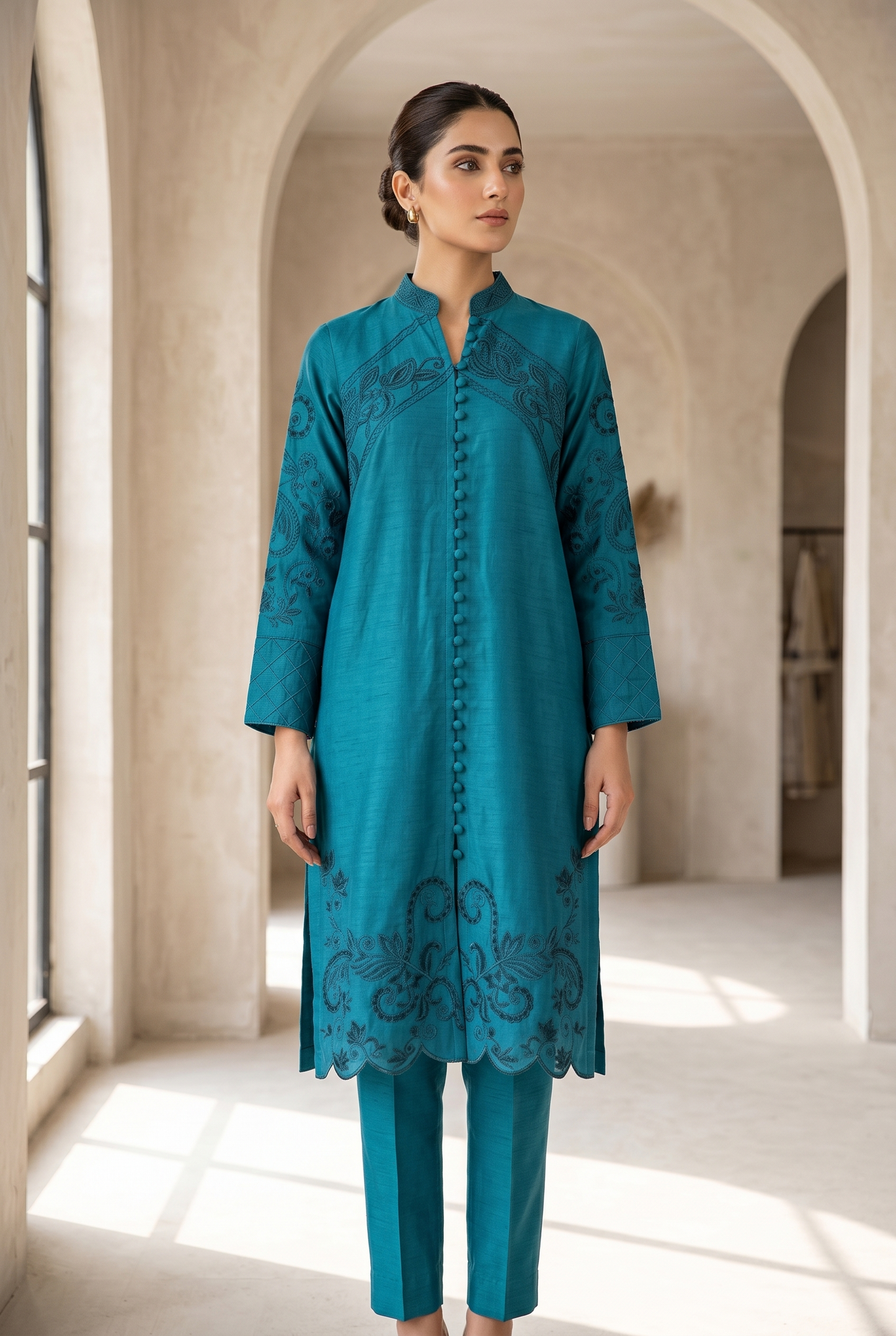 02-Piece Khaddi Lawn Suit With Cutwork Embroidery - Ready To Wear