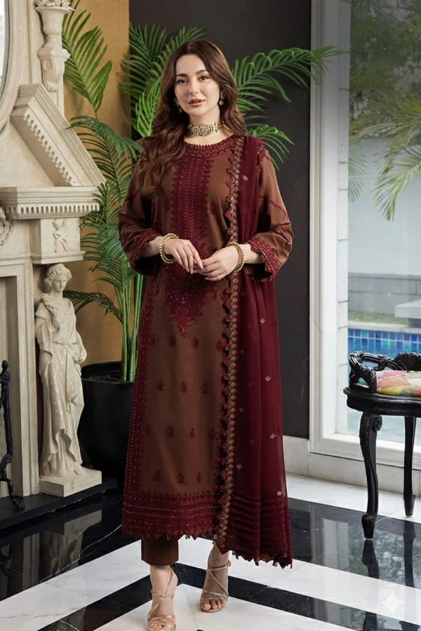 3  Piece Stitched  Dhanak suit - Ready to Wear