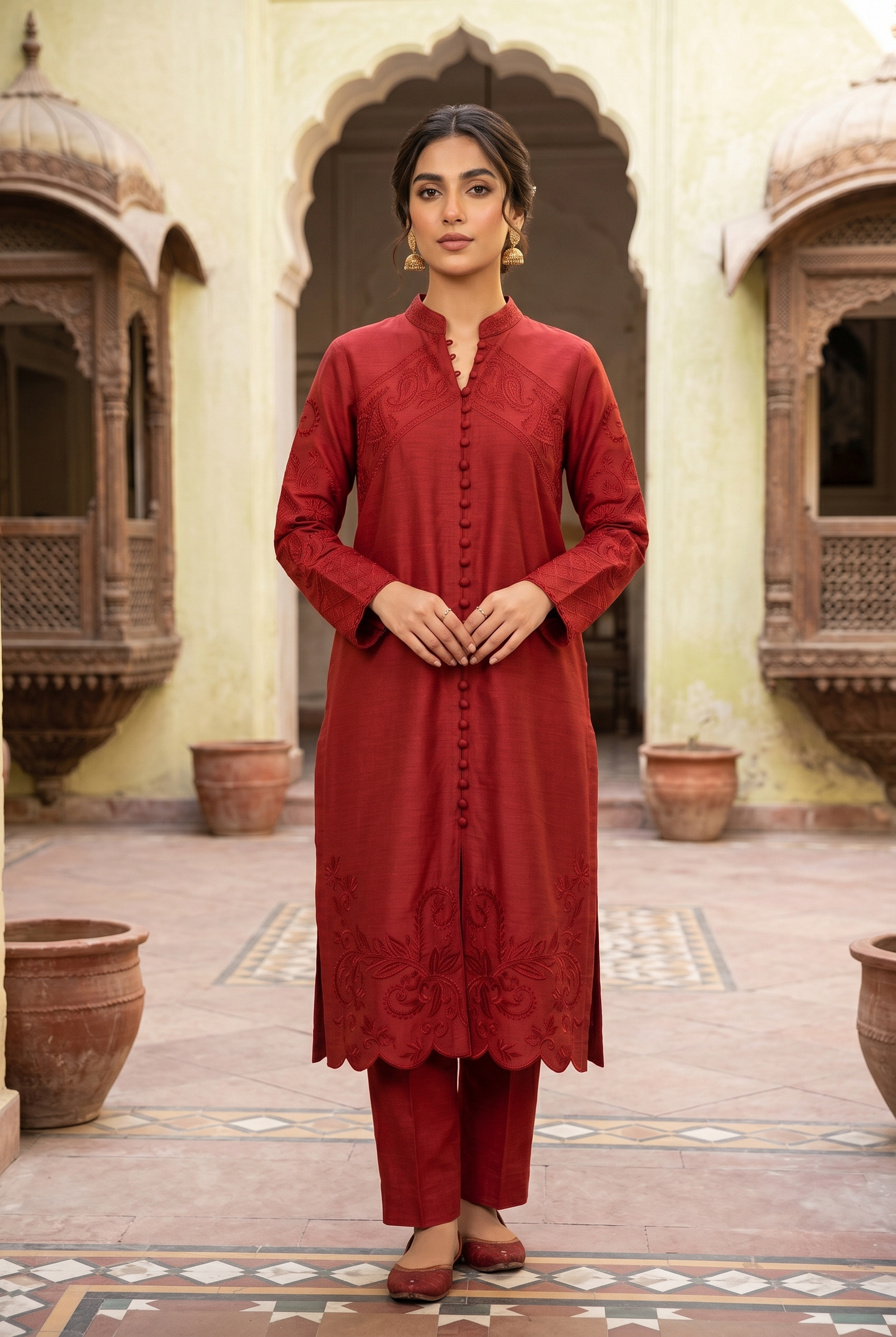 02-Piece Khaddi Lawn Suit With Cutwork Embroidery - Ready To Wear