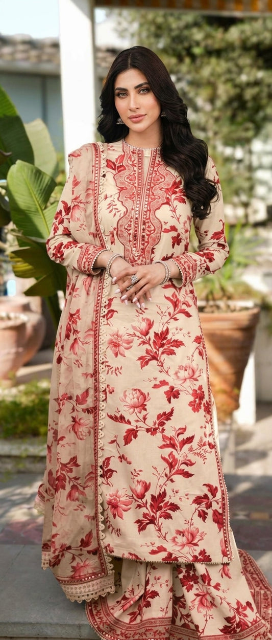 3 Piece - Lawn Suit With Printed Chiffon Dupatta | Ready to wear