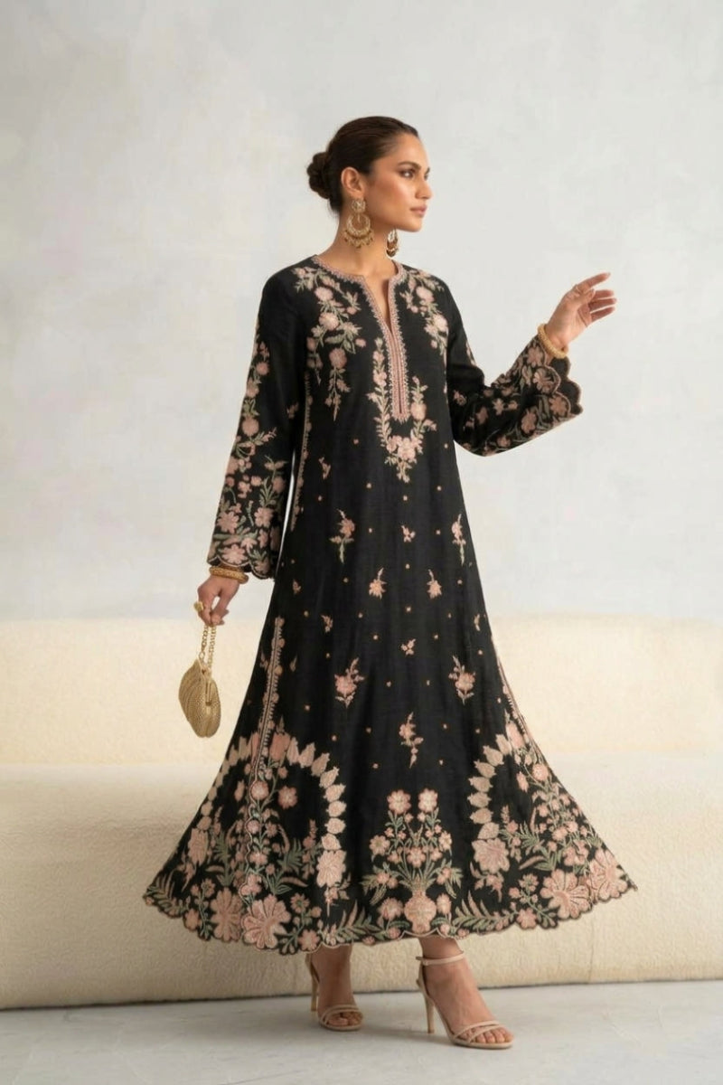 Silk Embroidered 2-Piece Kaftan Outfit | Ready to Wear