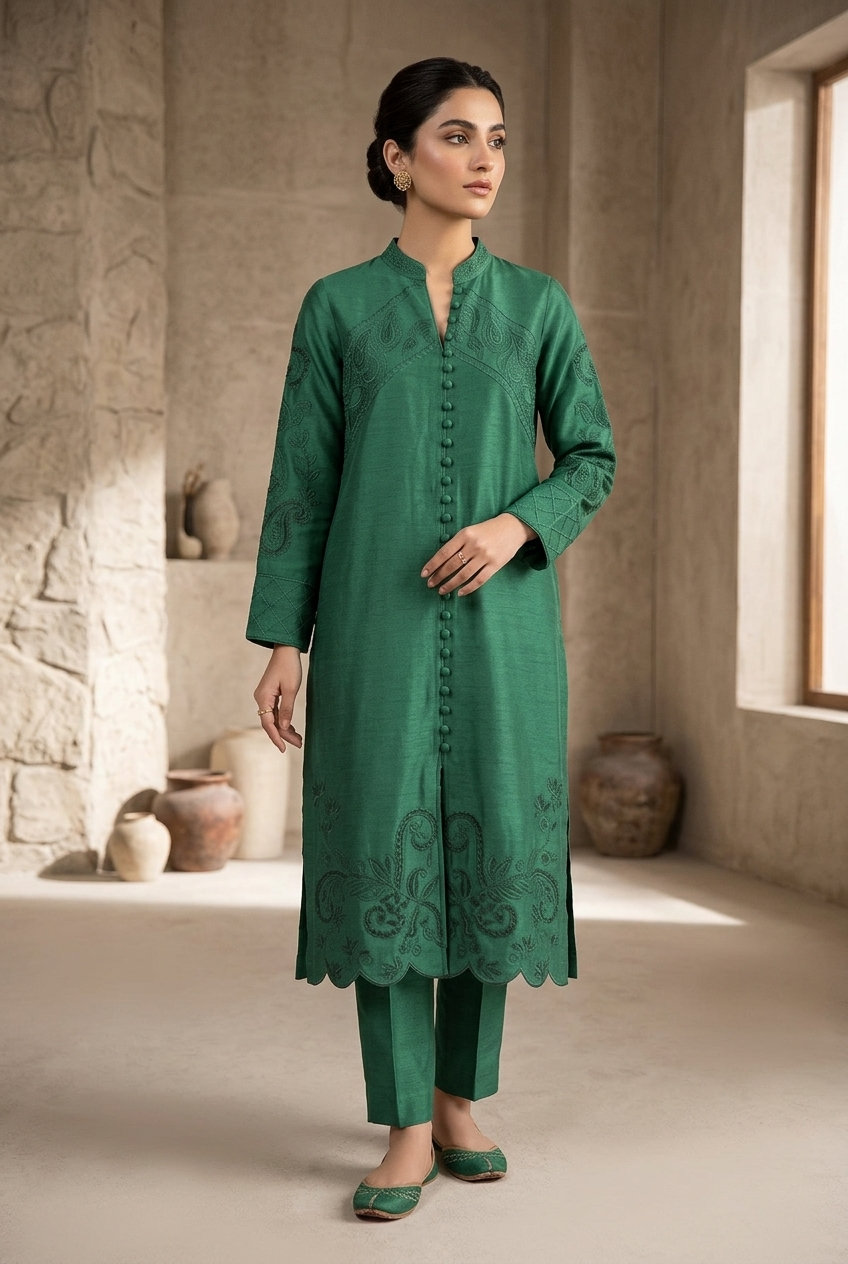 02-Piece Khaddi Lawn Suit With Cutwork Embroidery - Ready To Wear