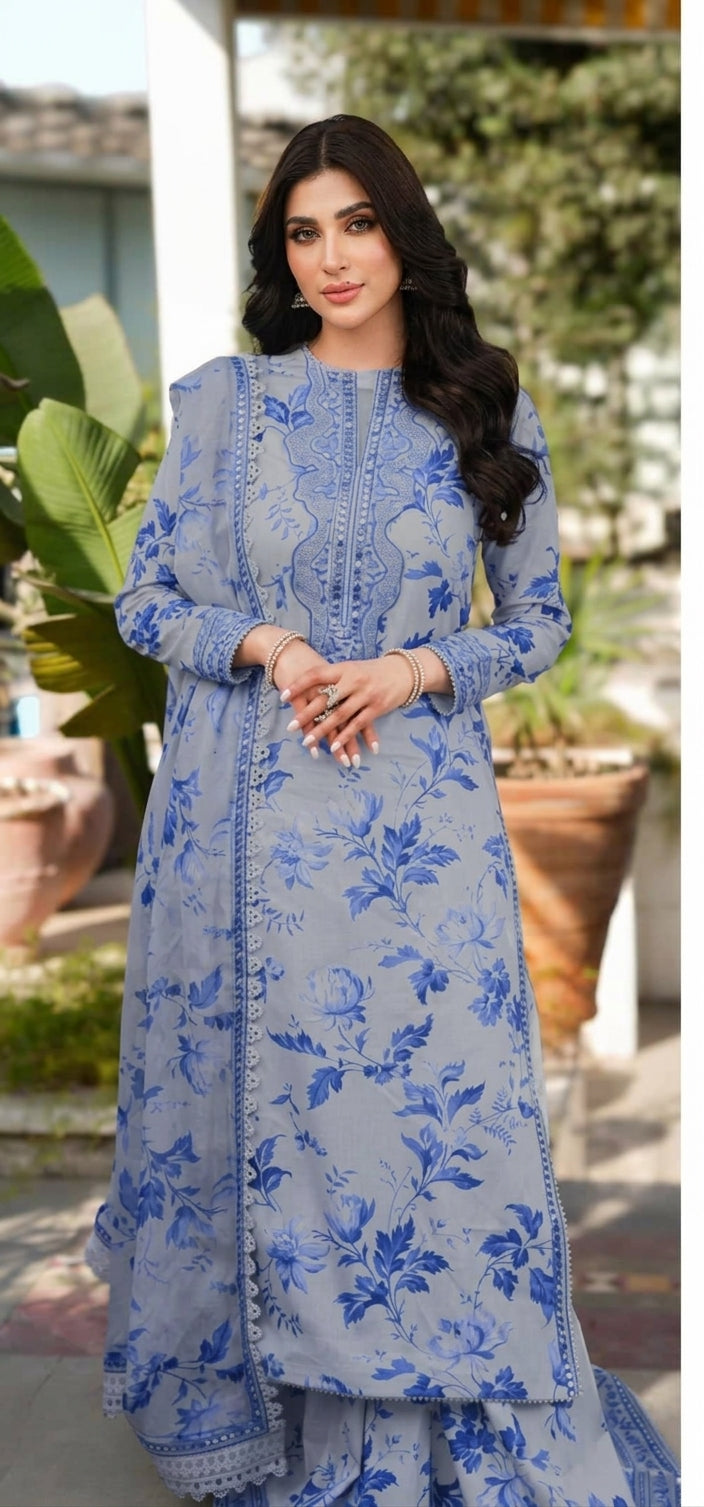 3 Piece - Lawn Suit With Printed Chiffon Dupatta | Ready to wear