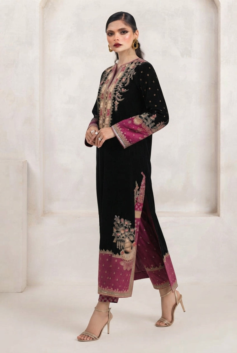 Heavy Embroidered Charmeuse Silk Suit with Sequin & Laser Work | 3 Piece| Ready To Wear