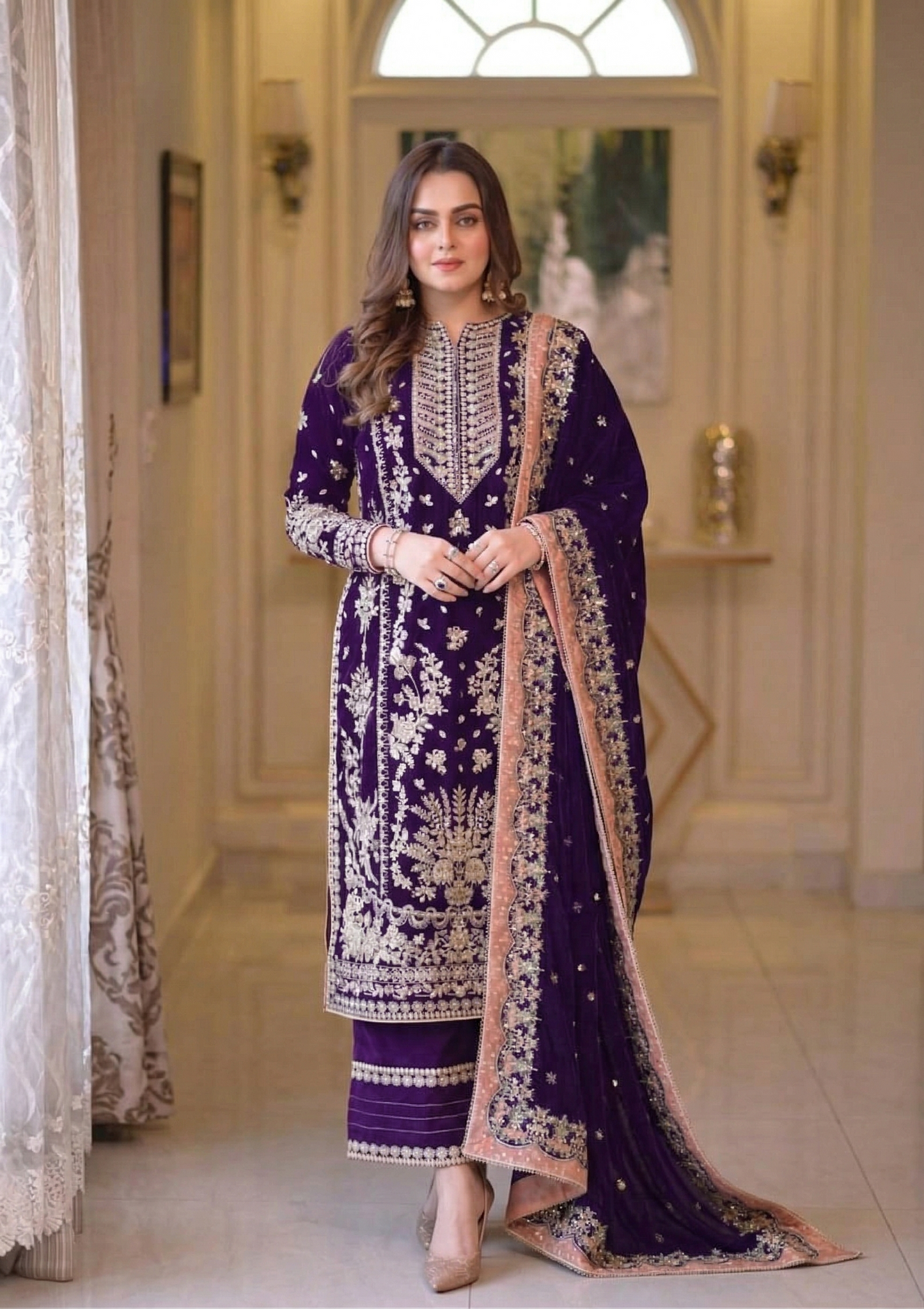 03-Piece Chiffon Suit With Heavy Embroidery - Ready To Wear