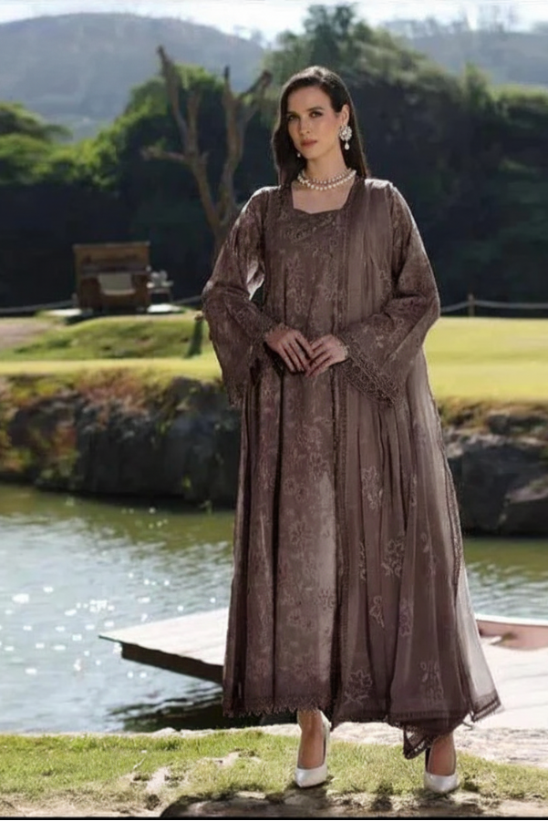 3 Piece Stitched Embroidered Dress - Ready To Wear