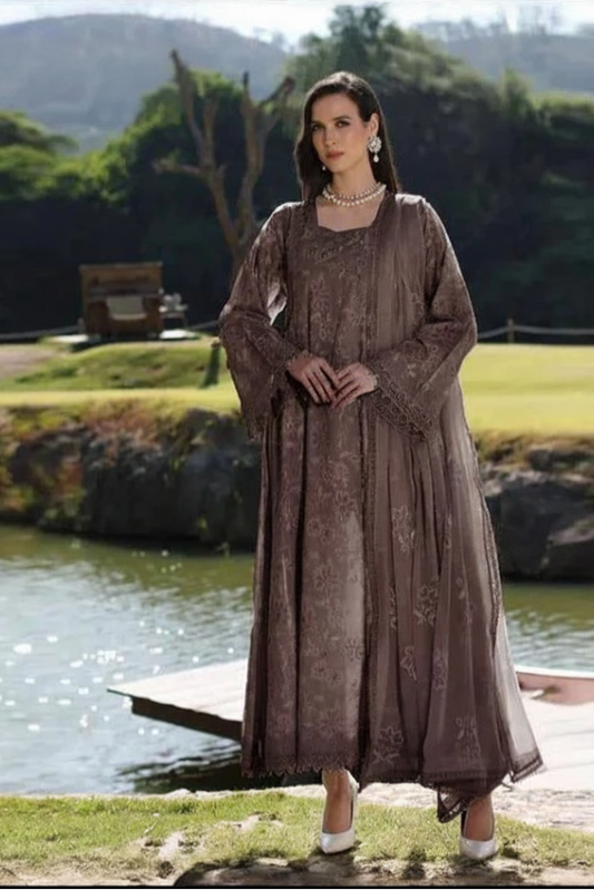3 Piece Stitched Embroidered Dress - Ready To Wear