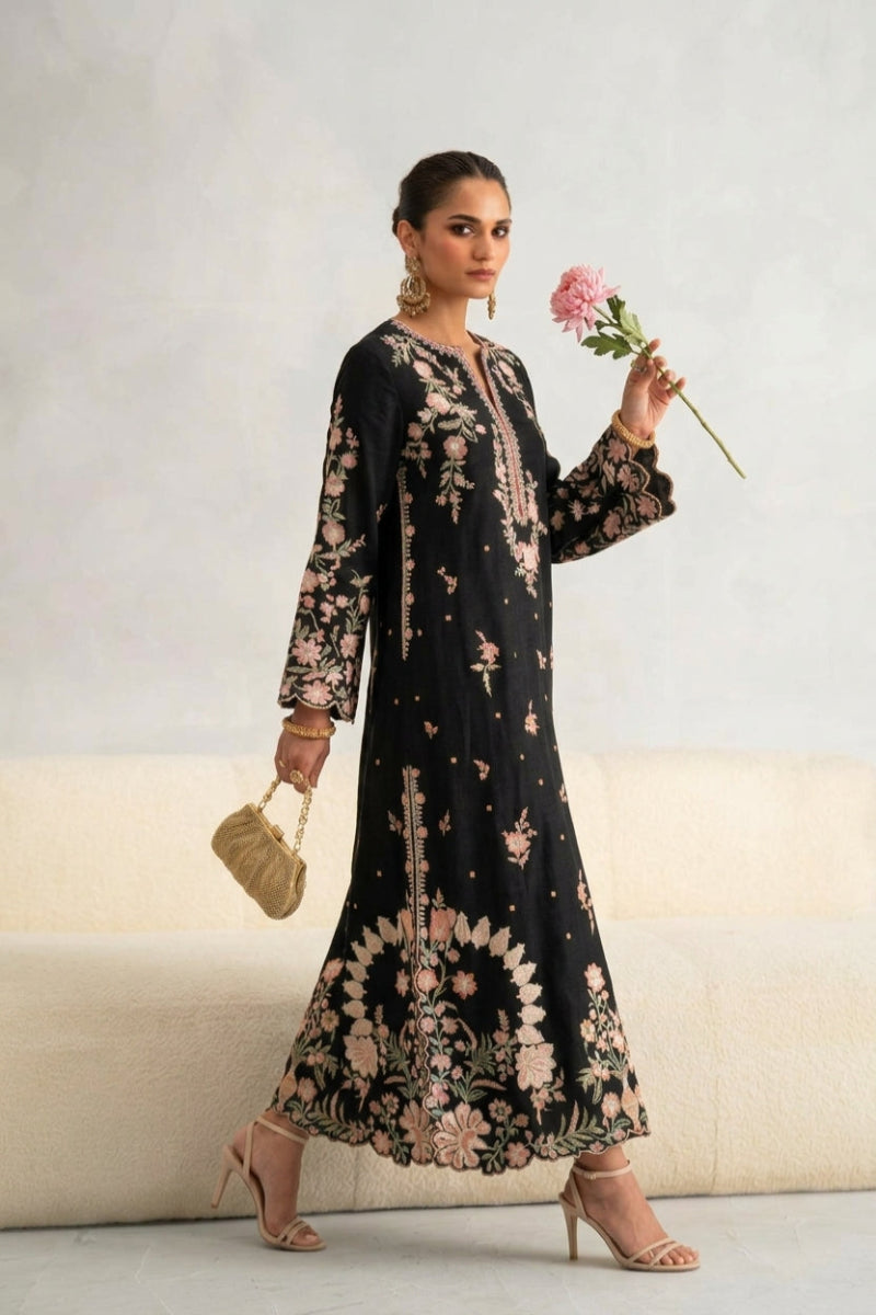 Silk Embroidered 2-Piece Kaftan Outfit | Ready to Wear