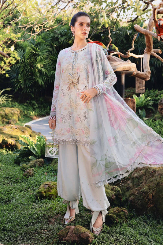 03-Piece Printed Lawn Chikankari Suit - Ready To Wear