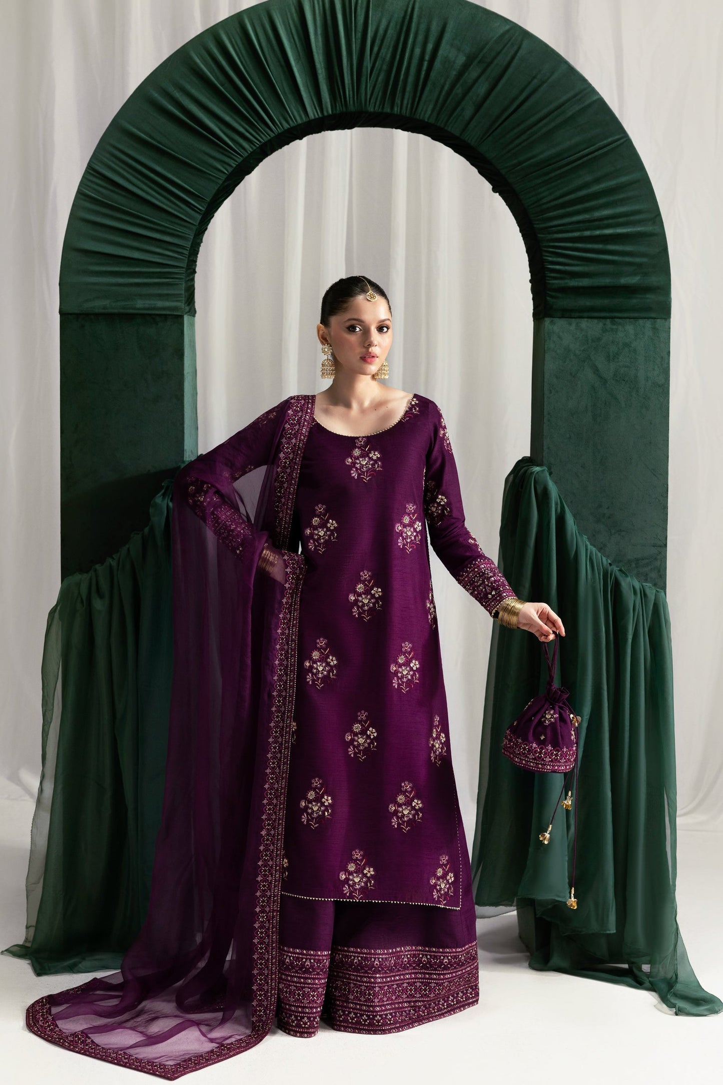 3-Piece Luxury Raw Silk Embroidered Suit with Organza Dupatta | Ready to Wear