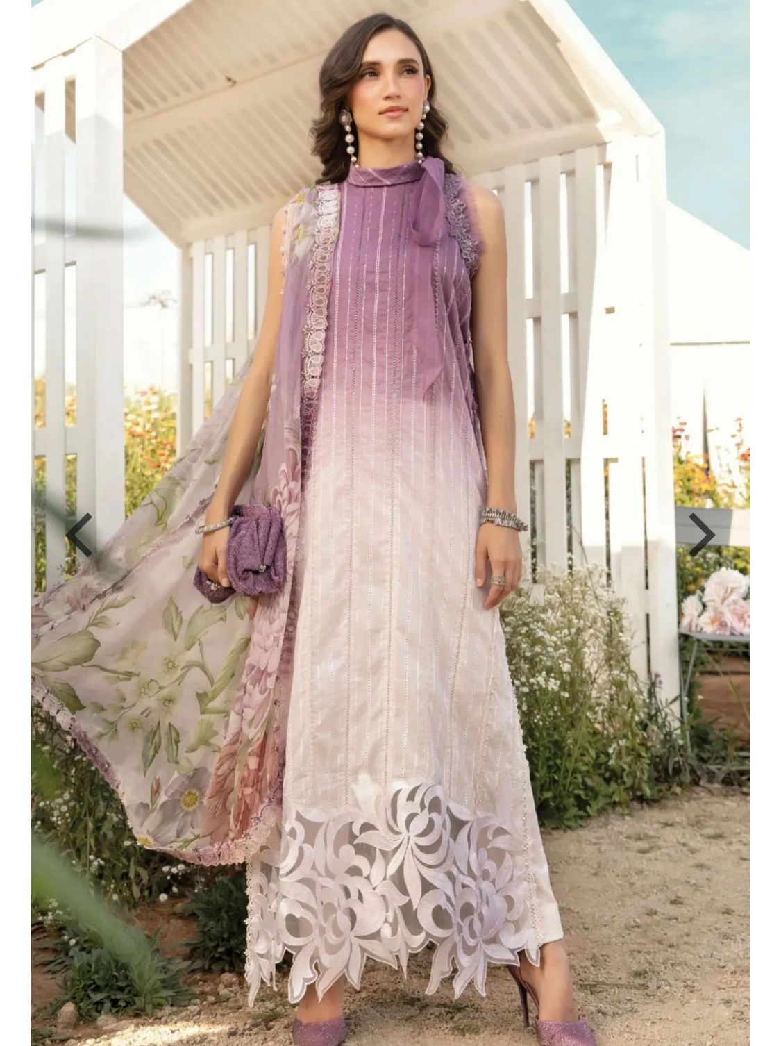 3 Piece Stitched Long Dress - Ready To Wear