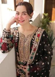 3 Piece Embroidery Chiffon Stitched Suit - Ready To Wear