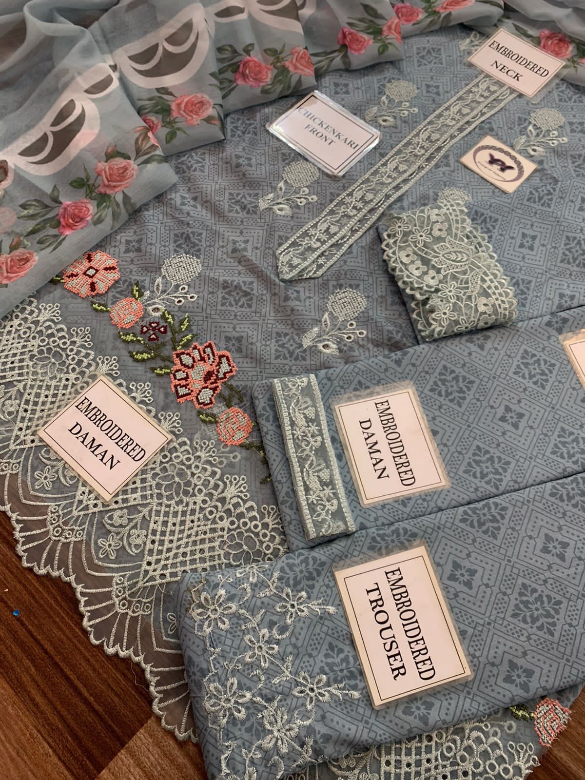 3 Piece Stitched Embroidery Lawn Dress - Ready to Wear