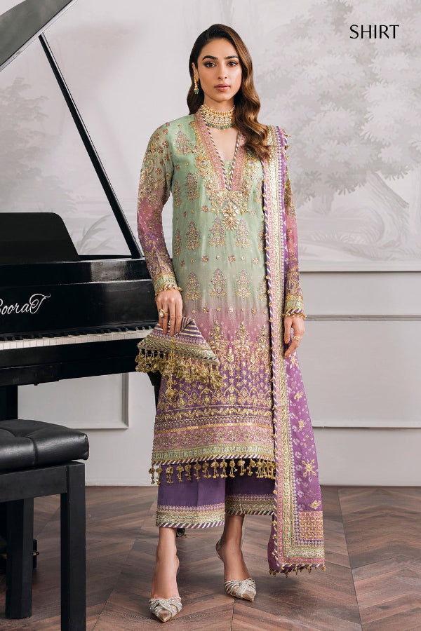 3 Piece Chiffon Stitched Suit with Silk Trouser - Ready To Wear