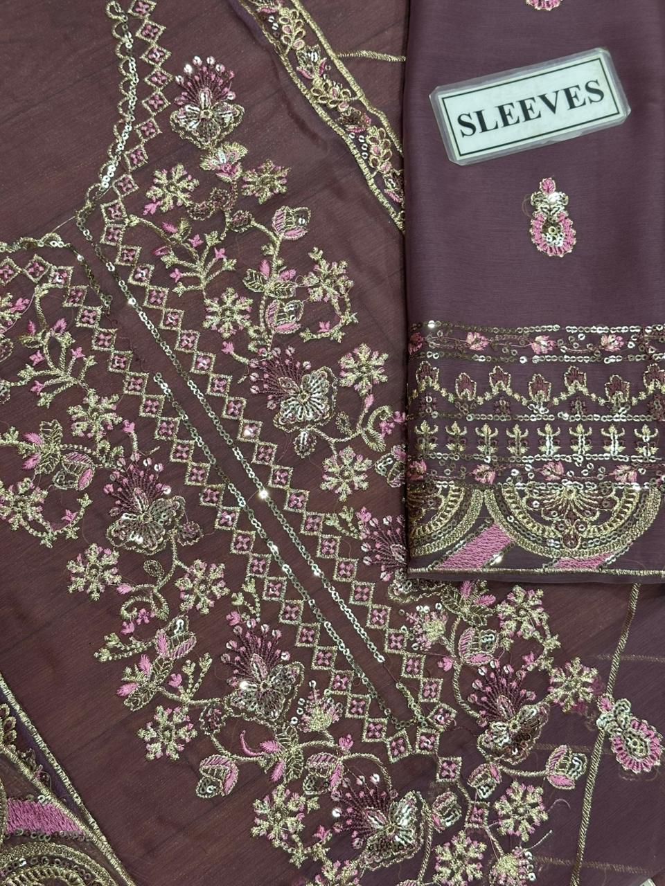 3 Piece Chiffon Stitched Suit - Ready to Wear