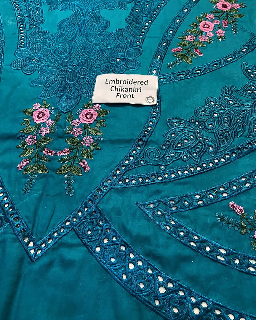 3 Piece Stitched Chikankari Embroidery Suit - Ready To Wear