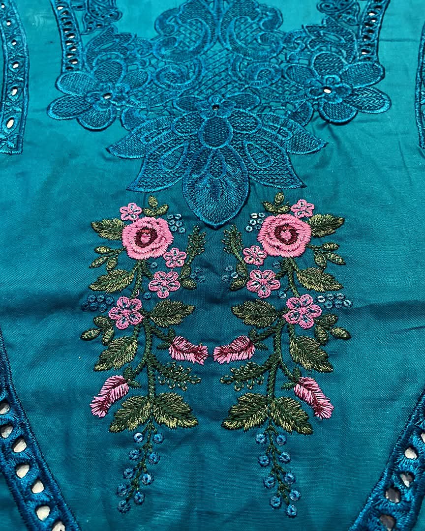 3 Piece Stitched Chikankari Embroidery Suit - Ready To Wear