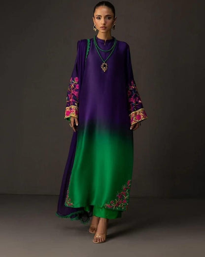 3 Piece Silk Stitched Suit - Ready To Wear