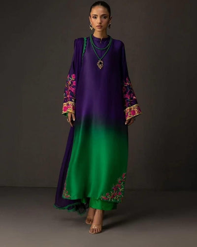 3 Piece Silk Stitched Suit - Ready To Wear