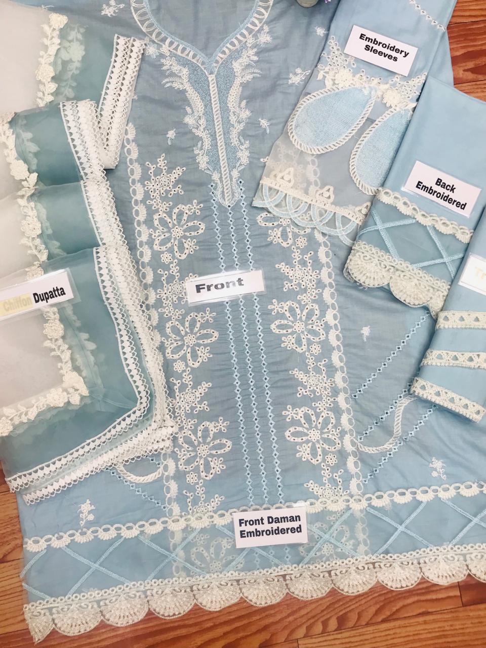 3 Piece Stitched Lawn Suit - Ready To Wear