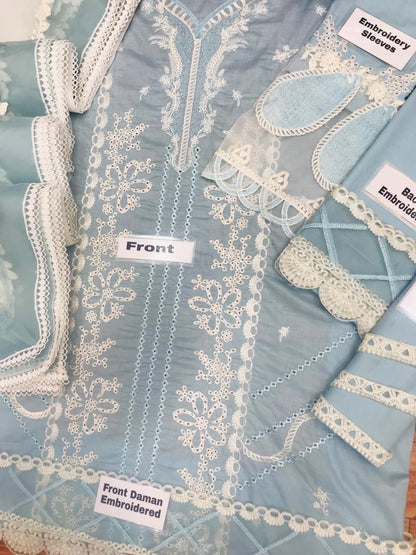 3 Piece Stitched Lawn Suit - Ready To Wear