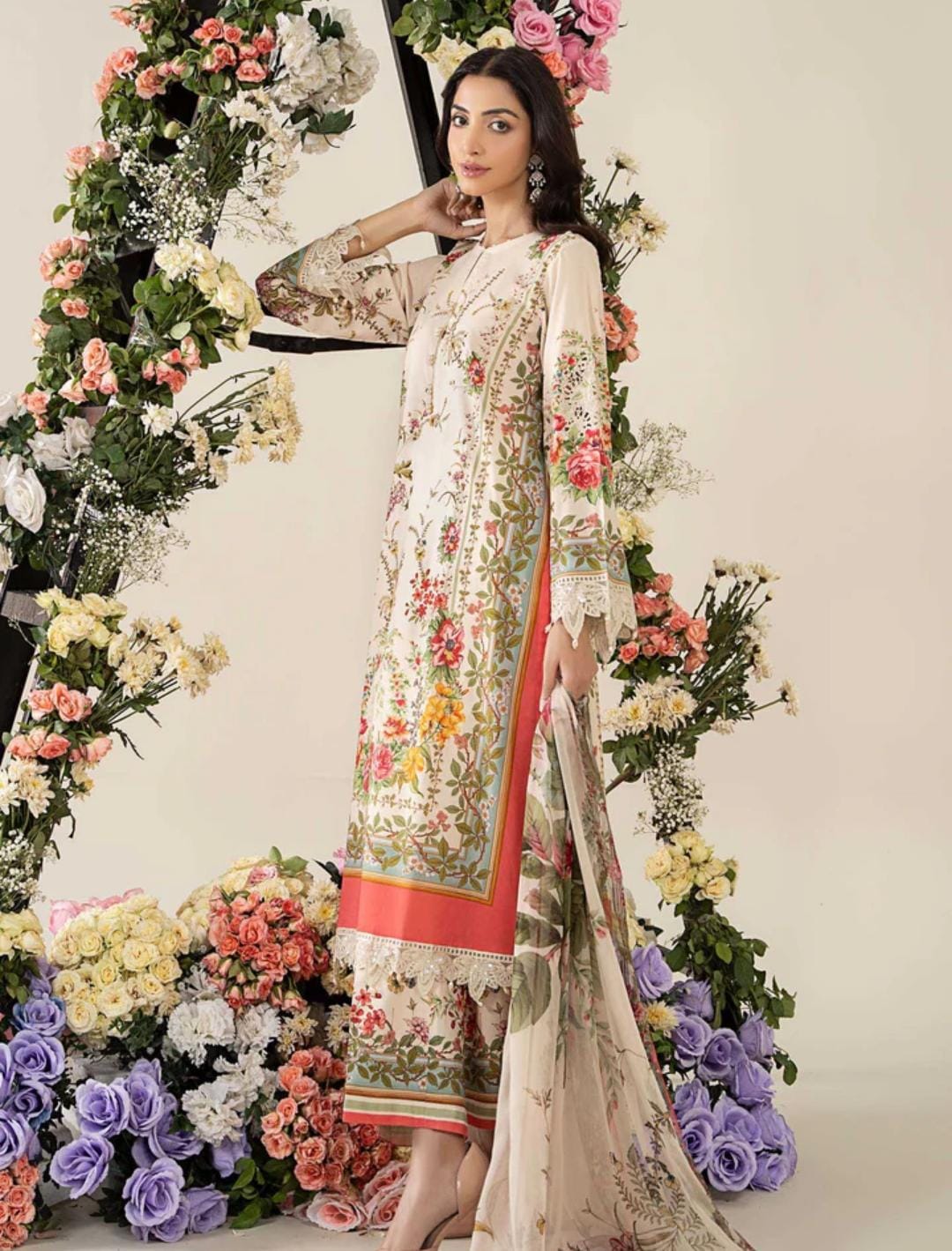 Stitched 3-Piece Embroidered Lawn Suit – New Arrival