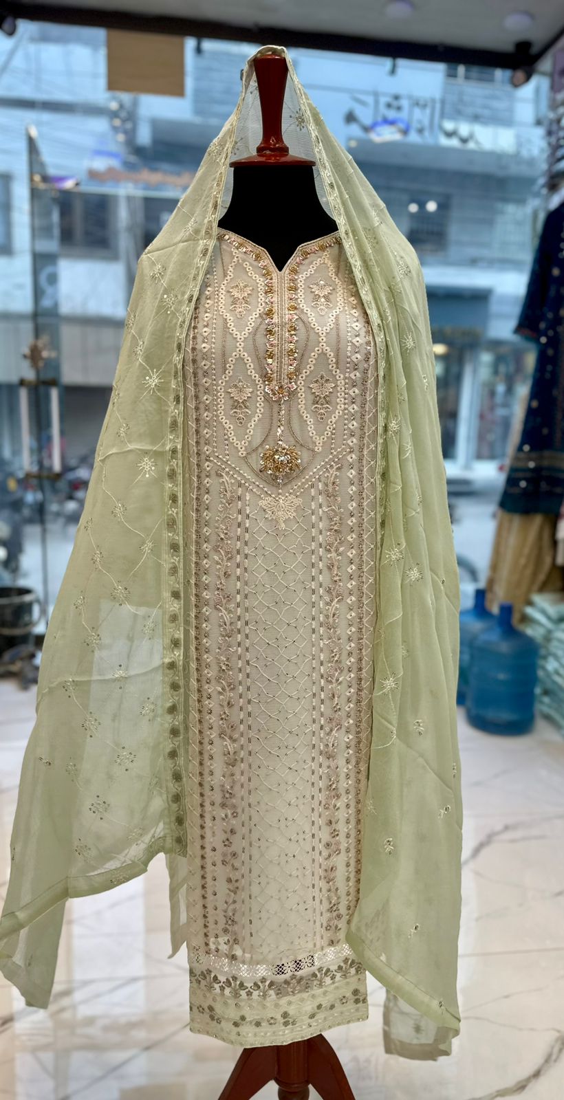 3 Piece Stitched Chiffon Embroidery Dress - Ready To Wear