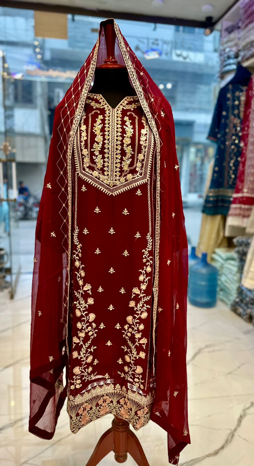 3 Piece Stitched Chiffon Embroidery Dress - Ready To Wear