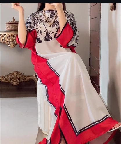 3 Piece Stitched Kaftan in Silk Fabric - Ready To Wear