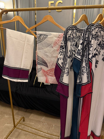 3 Piece Stitched Kaftan in Silk Fabric - Ready To Wear