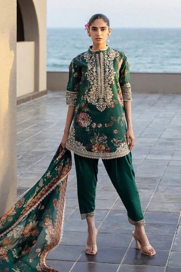 3 Piece Stitched Linen Suit - Ready To Wear