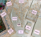 3 Piece Stitched Embroidery Silk Suit - Ready To Wear