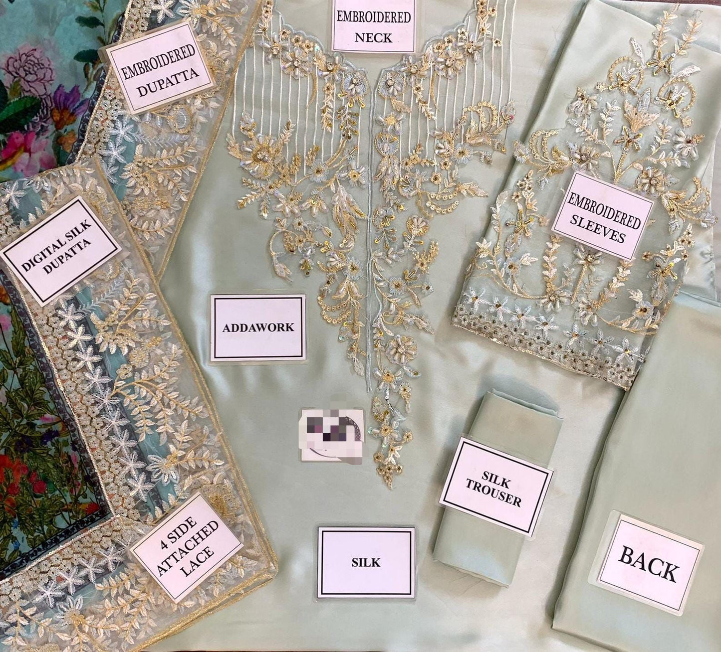 3 Piece Stitched Embroidery Silk Suit - Ready To Wear