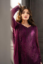 3 Piece Stitched Embroidery Chiffon Dress - Ready To Wear