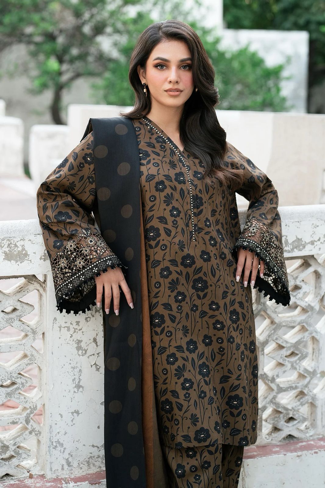 3 Piece Stitched Lawn Suit - Ready To Wear