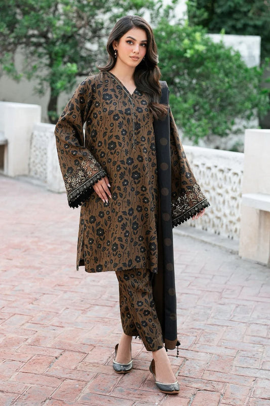3 Piece Stitched Lawn Suit - Ready To Wear