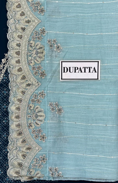 3 Piece Stitched Chiffon Embroidery Dress - Ready To Wear