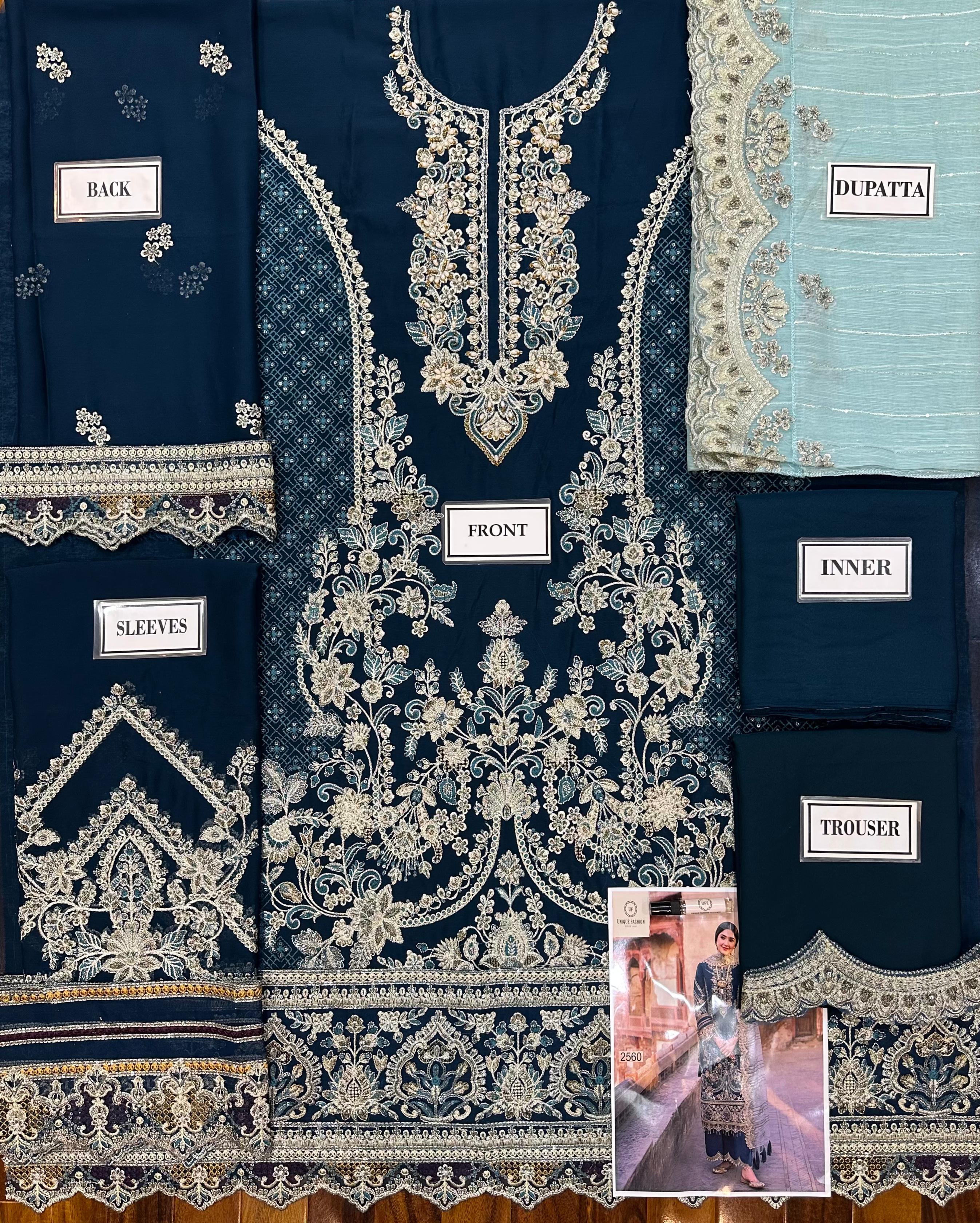 3 Piece Stitched Chiffon Embroidery Dress - Ready To Wear