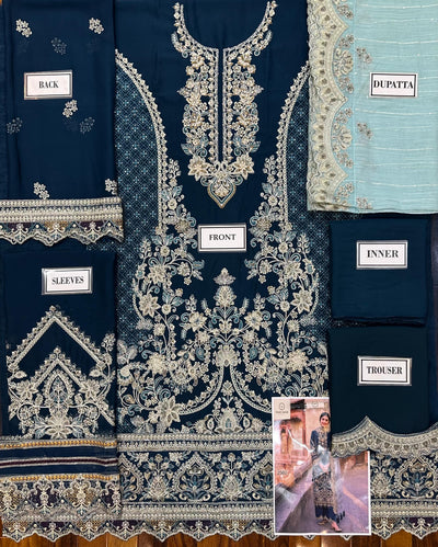 3 Piece Stitched Chiffon Embroidery Dress - Ready To Wear