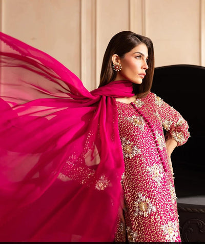 3 Piece Stitched Chiffon Dress - Ready To Wear