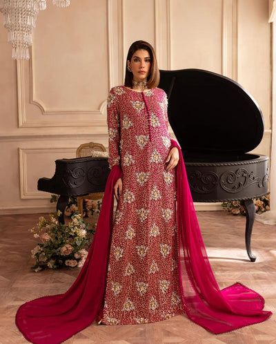 3 Piece Stitched Chiffon Dress - Ready To Wear