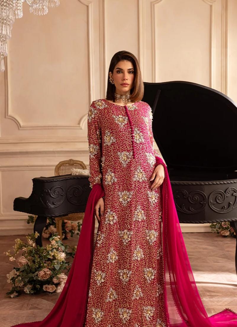 3 Piece Stitched Chiffon Dress - Ready To Wear