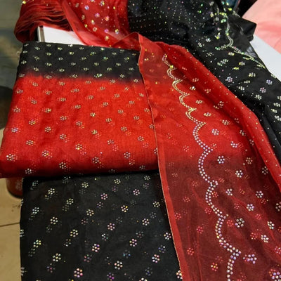 3 Piece Stitched Organza Suit - Ready To Wear