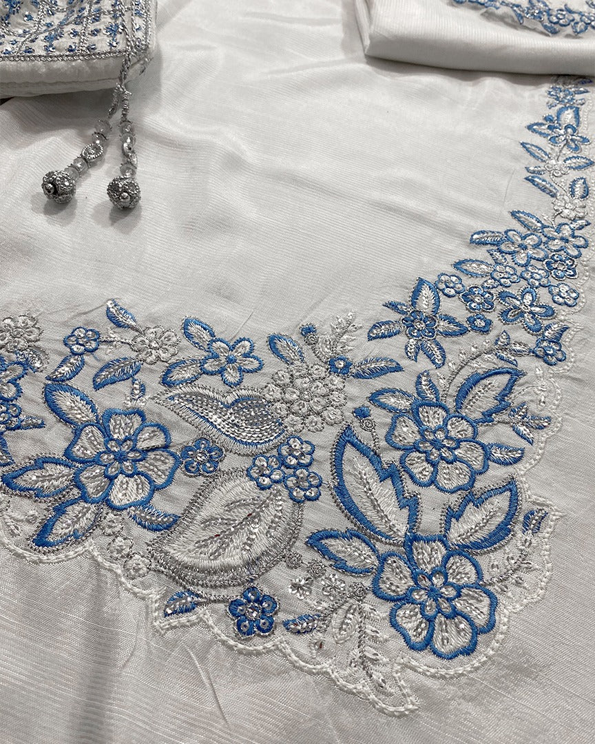 3 Piece Stitched Embroidery Organza Dress - Ready To Wear