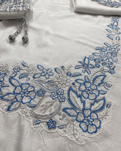 3 Piece Stitched Embroidery Organza Dress - Ready To Wear