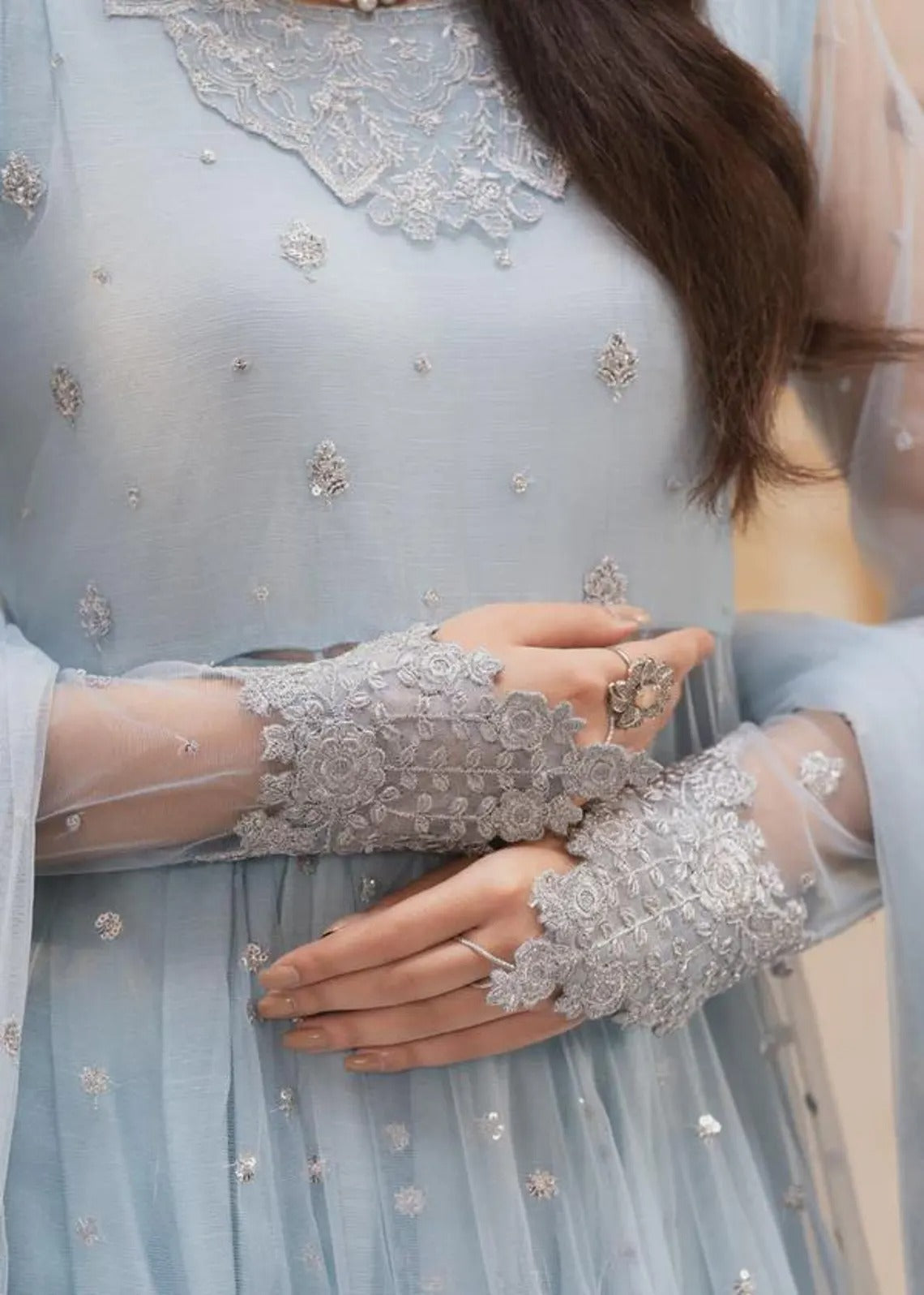 3 Piece Chiffon Embroidery Dress - Ready To Wear