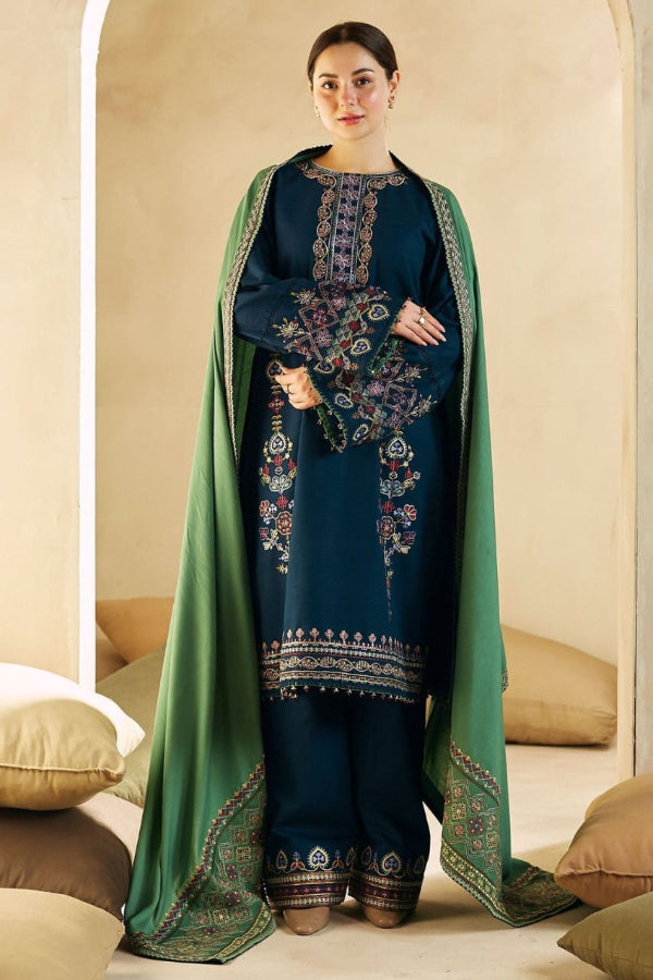 3 Piece Stitched Embroidery Lawn Dress - Ready To Wear
